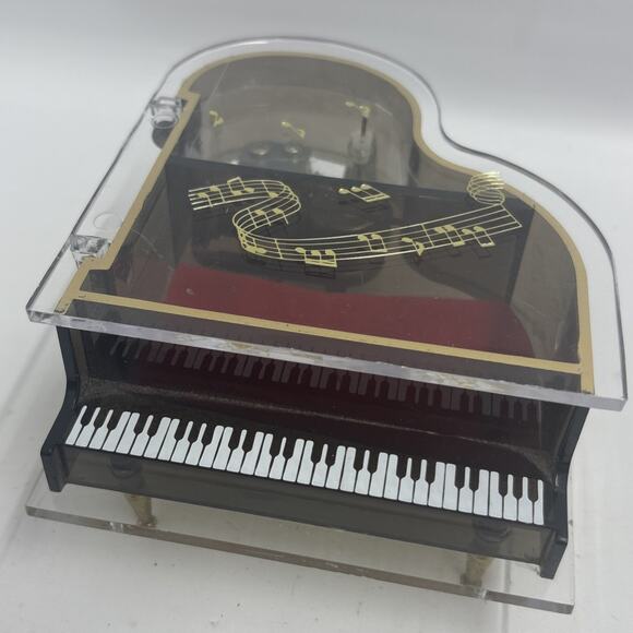 Vintage Sankyo Clear Lucite Grand Piano Music Box 6” Japan WORKS - Picture 2 of 5